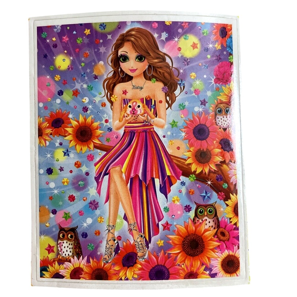 Vintage Lisa Frank Lady Bug Owl Bunny Rainbow‎  Sunflower Sticker 4x3